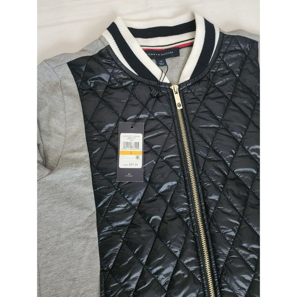 Tommy Hilfiger Women's Lush Life Casual Quilted Bomber Jacket Black/Gray S/P - Picture 8 of 13